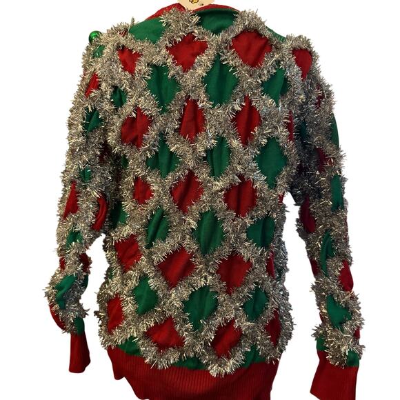 Tipsy Elves Women's Tacky Tinsel Ugly Christmas Sweater Cardigan, Size XL, NWT - Picture 3 of 7